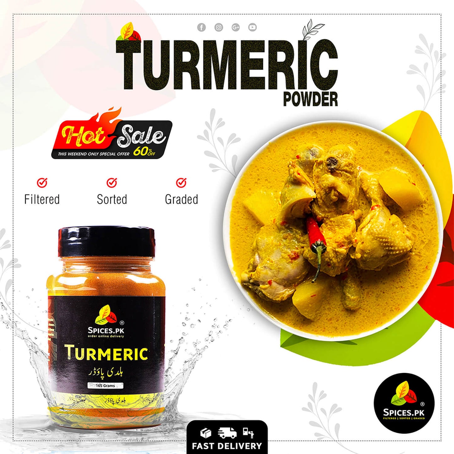 Turmeric Powder Hot Sale – 60% off on premium Haldi with fast delivery. Perfect for yellow curry and cooking.