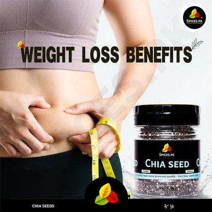 Woman measuring waist showcasing weight loss benefits of chia seeds. Spices.pk natural diet supplement for fitness.
