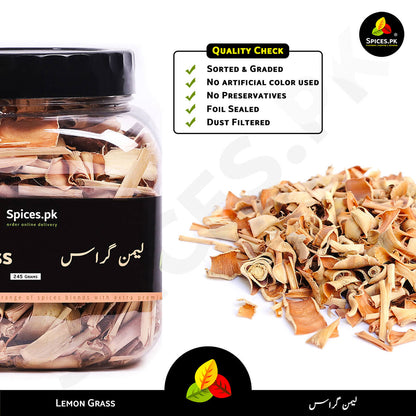Spices.pk Lemon Grass quality check. 100% organic, zero preservatives, no artificial colors, dust-filtered, and foil-sealed for freshness.