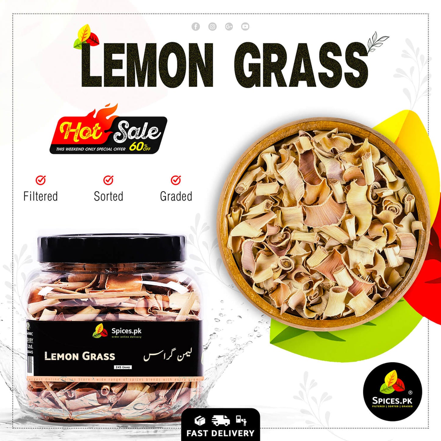 Hot Sale on Spices.pk Lemon Grass! Get 245g of premium, filtered, and graded dried لیمن گراس for a perfectly healthy daily kahwa.