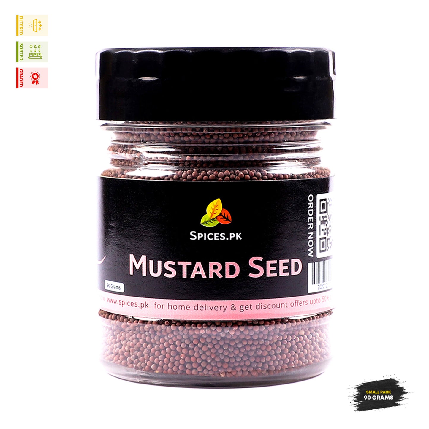 Authentic Mustard Seeds bottle by Spices.pk, 100% natural Rai Dana for aromatic seasoning and tadka.