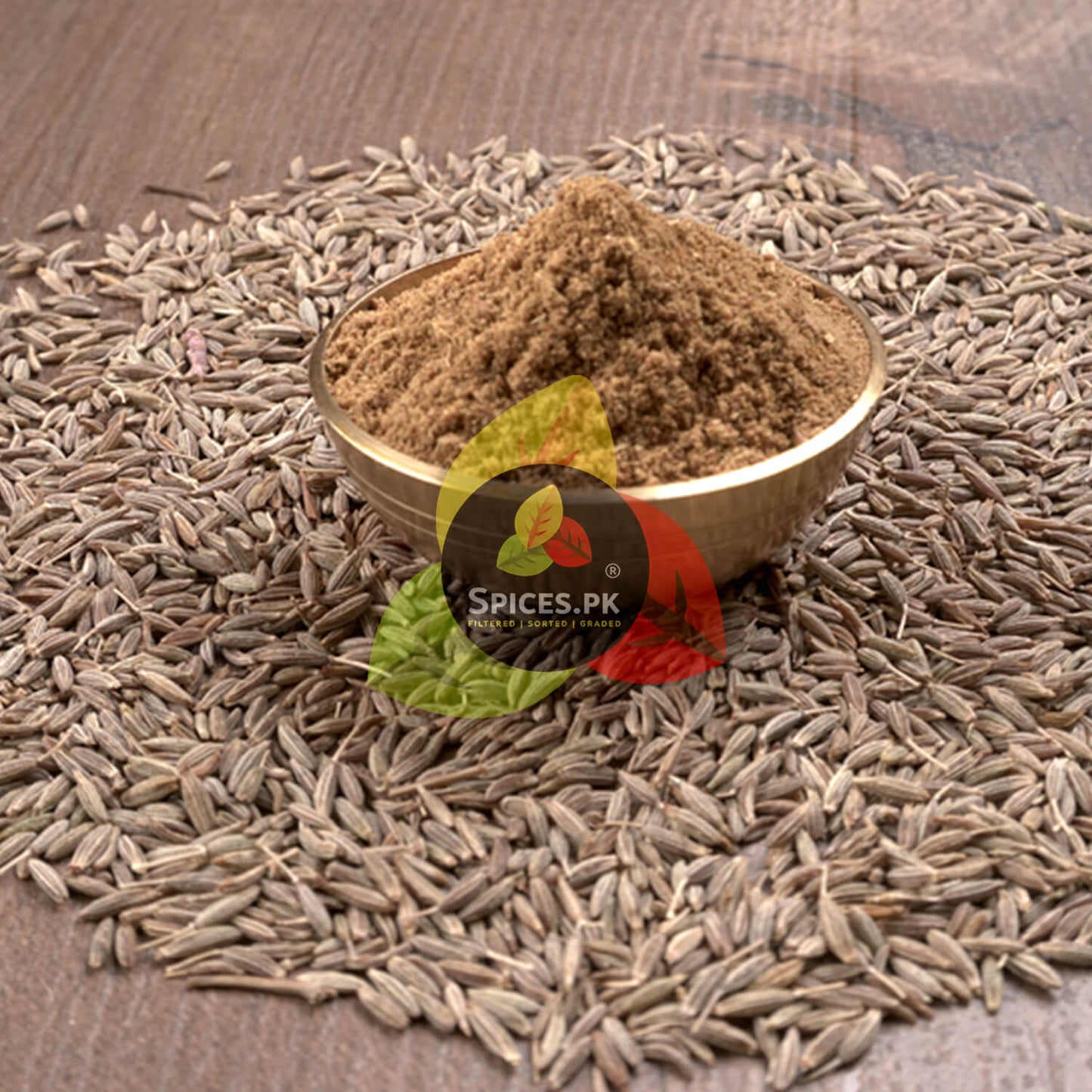 Premium Spices.pk White Cumin Seeds Powder (Sufaid Zeera Powder) in a 60g jar featuring a quality check list including sorted, graded, and no artificial colors.