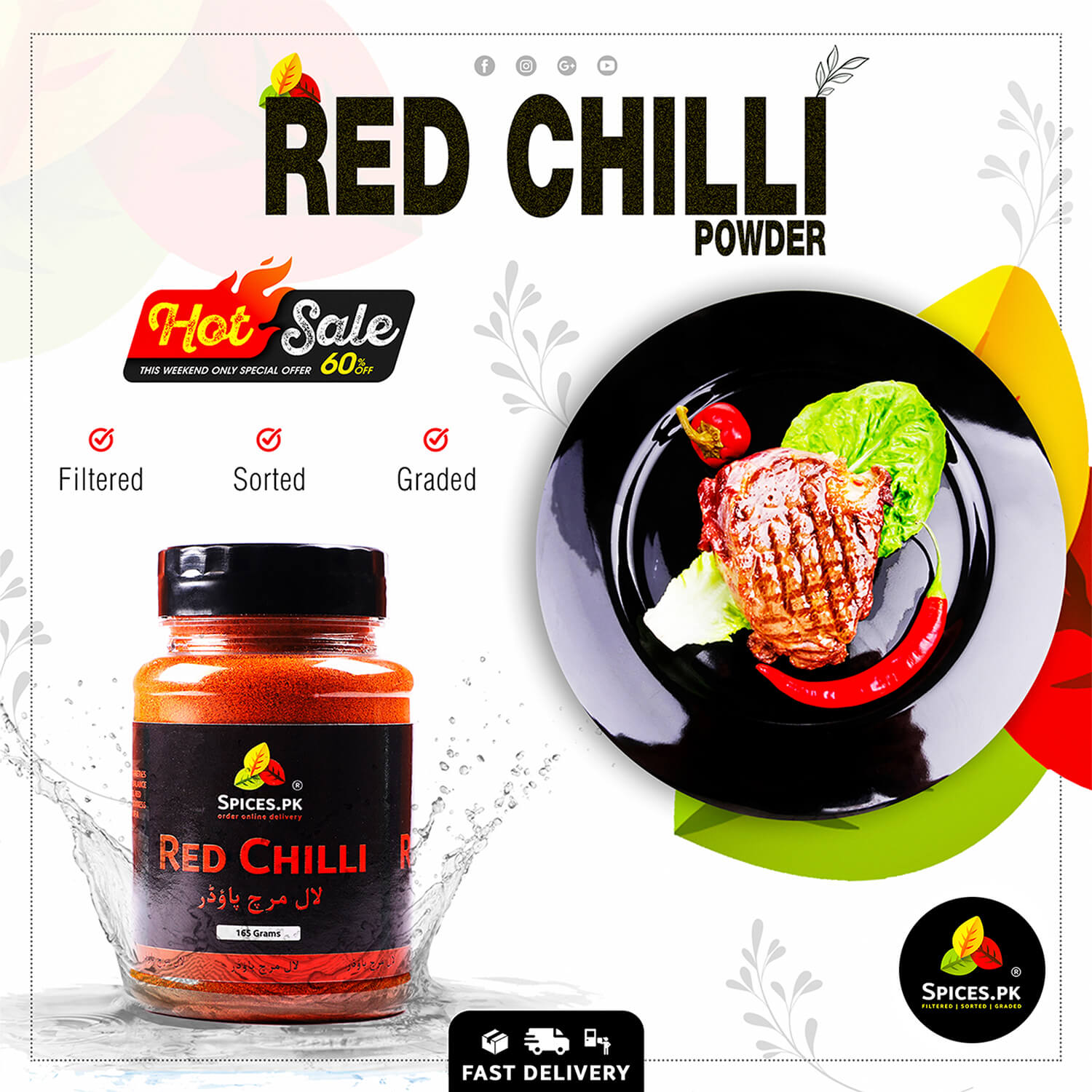 Red Chilli Powder Hot Sale – 60% off on 165g Lal Mirch. Perfect for spicy steaks and traditional Pakistani cooking.