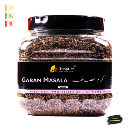 pices.pk Whole Garam Masala (Mix Sabut Masala) in a 400g large pack jar. This premium blend is filtered, sorted, and graded, ensuring the best quality for authentic Pakistani and Indian curries.
