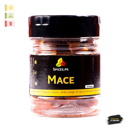 Whole Mace (Javitri) 23g jar – Premium sorted and graded organic Mace spice available online at Spices.pk.