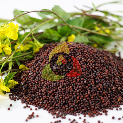Close-up of premium whole Mustard Seeds, showcasing the rich texture and purity of Rai Dana for culinary use.